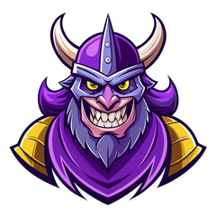 Purple Viking Mascot with Horned Helmet and Gritted Teeth in Comic Style