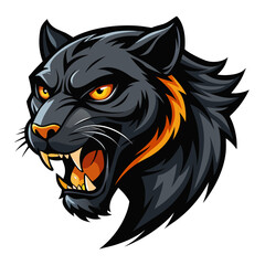 Fototapeta premium Black Panther Head with Glowing Eyes and Aggressive Side Profile