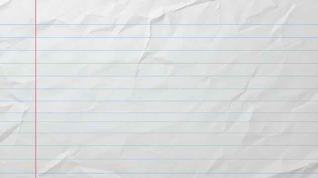 Notebook paper background. Lined notebook paper. crumpled paper background