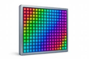 Luminous led panel radiating rainbow gradient, translucent backdrop highlighting technological innovation and creative design elements
