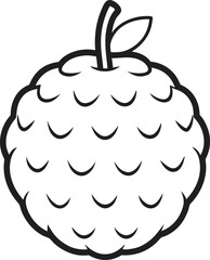 Black and White Vector of Custard Apple Fruit with Leaf