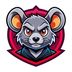Adorable Cartoon Mouse in Modern Esports Emblem on Dark Cool Tones