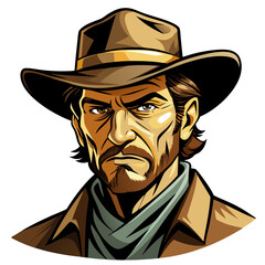 Rugged Cowboy in Wide-Brimmed Hat with Warm Earth Tones