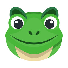 Green Frog Head with Smug Expression in Minimal Flat Vector Style