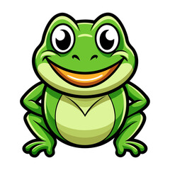 Naklejka premium Cartoon Frog Mascot with Cheeky Smile, Bold Outlines, and Glossy Finish