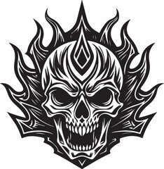 Creepy clown face with sharp teeth, horror Halloween