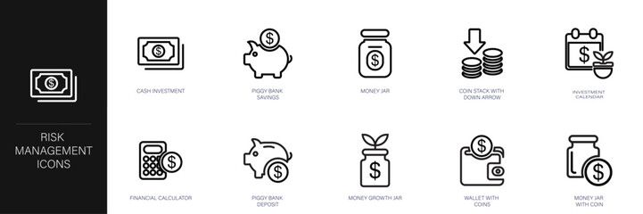 Risk Management Line Icon Set