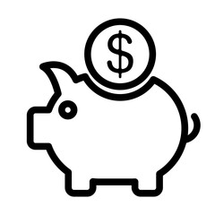 Fototapeta premium Piggy Bank Savings Line Icon of Risk Management Icon Set