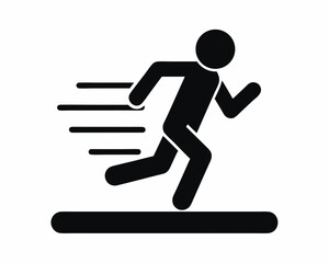 Silhouette of a runner sprinting icon, minimal vector, isolated on white background