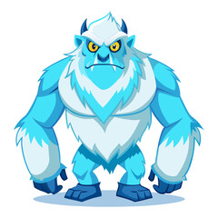 Hulking Yeti with Glowing Blue Eyes – Icy White-Cyan Arctic Vector Mascot