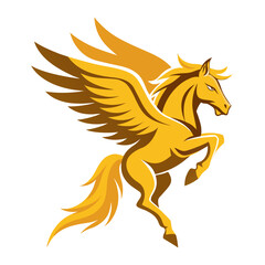 Golden-Maned Flying Horse – Smooth-Curve Fantasy or Racing Vector Gaming Logo