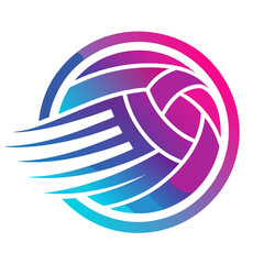 Neon Gradient Volleyball Logo with Circular Energy Lines for Speed Effect