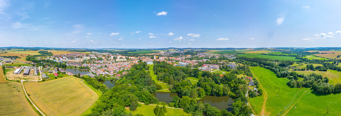 Panorama view of Czech town Dacice