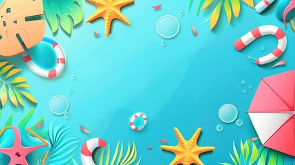 Fototapeta premium Simple summer backgrounds suitable for multiple scenarios, which can meet the needs of poster production, PPT page decoration, social media image matching, notebook material, children's painting refer