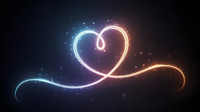 Fototapeta Glowing heart shape shines brightly against dark backdrop, perfect for romantic designs and Valentine's projects