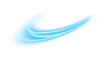 Glowing Light Trail Arc in Electric Blue on Transparent Background