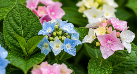 Gentle Spring Rain on Garden Flowers
