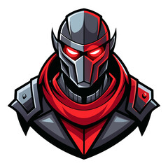 Cyber-Knight Faceplate with Glowing Visor and Heavy Armor Detailing