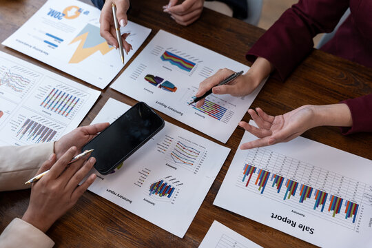 Business strategy discussion corporate office meeting content professional environment collaborative viewpoint data analysis concept - Powered by Adobe