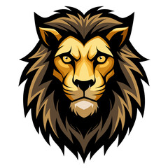 Majestic Lion Head with Black Mane and Golden Eyes in Minimal Contrast Style