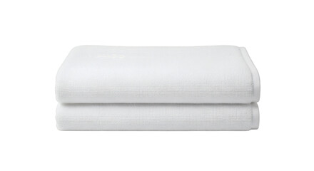 Obraz premium Folded white soft towels on black, showcasing simple luxury and pure cleanliness.