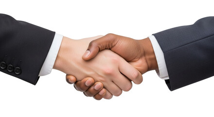 Diverse businessmen shaking hands symbolizing partnership success