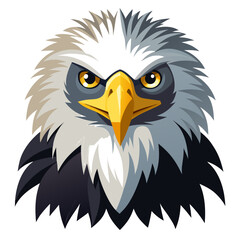 Sharp-Beaked Eagle with Intense Eye and Layered Feathers in Crisp Flat Vector Style