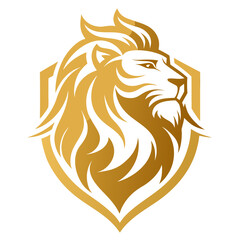 Bold Golden Lion Emblem with Clean Facial Lines and Crisp Contrast
