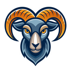 Modern Horned Ram Illustration in Crisp Vector Style with Thick Outlines for a Fearsome Team Icon