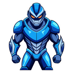 Futuristic Robotic Mascot in Blue Armor – Clean Metallic Vector for Sci-Fi Gaming Brand