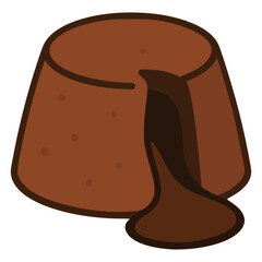 sweet chocolate lava cake snack flat color vector illustration template design