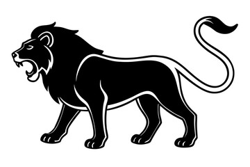 Silhouette of a lion roaring, jungle theme vector illustration