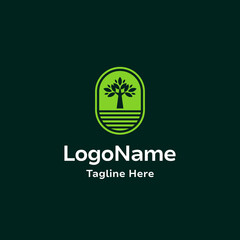 Green Tree Emblem Logo Design Nature Environment Icon