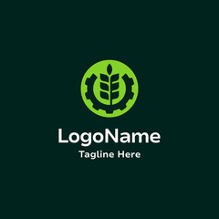 AgriTech Logo Gear and Wheat Symbol