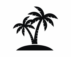 Obraz premium Minimal line icon of tropical palm tree, vector, isolated on white background