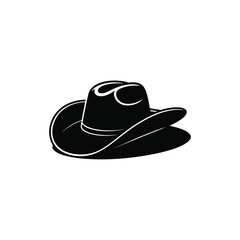 Classic black cowboy hat with white trim and decorative swirls on crown