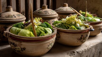 Traditional Fermentation of Chinese Cabbage in Clay Pots