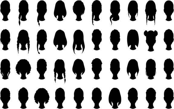 Hair styling silhouette icons set
