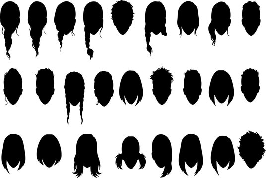 Hair styling silhouette icons set
