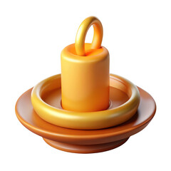 A single orange cylindrical object with a loop on top resting on two orange circular dishes isolated on transparent background