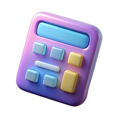 3d cartoon calculator with soft neon glow and pastel color palette modern design transparent background