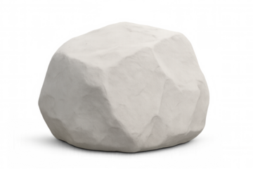 Single white stone with rough texture isolated on transparent background, suitable for various design purposes