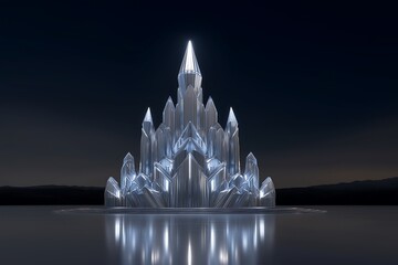 Futuristic fantasy castle built from crystal structures