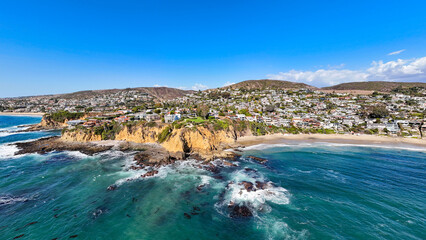 Aerial view between Emerald Bay and Crescent Bay in the Laguna Beach area of Orange County, Southern California.