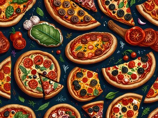 Delicious slices of pizza with fresh toppings and ingredients