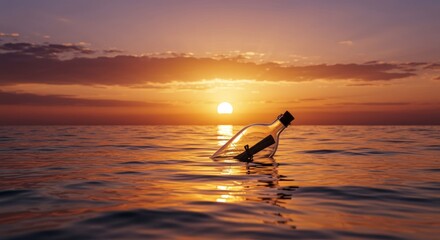 Message in a Bottle at Sunset