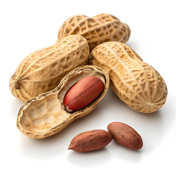 A clear, high-resolution image of Bambara groundnuts placed or scattered on a white background,