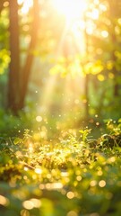 木漏れ日 太陽光 葉っぱ 緑 輝き ボケ 幻想的 暖かい 柔らかな光 明るい 穏やか 癒やし 自然 爽やか きらめく