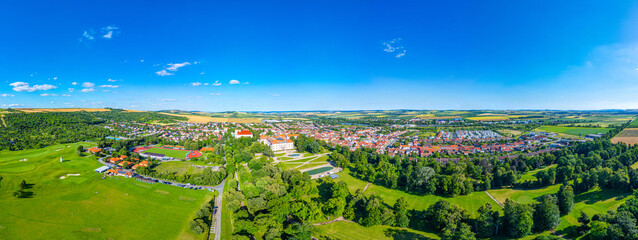 Panorama view of Slavkov castle grounds, Czech republic