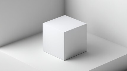 Simple White Cube on Minimalistic Background Showcasing Clean Lines and Geometric Aesthetics in Soft Light